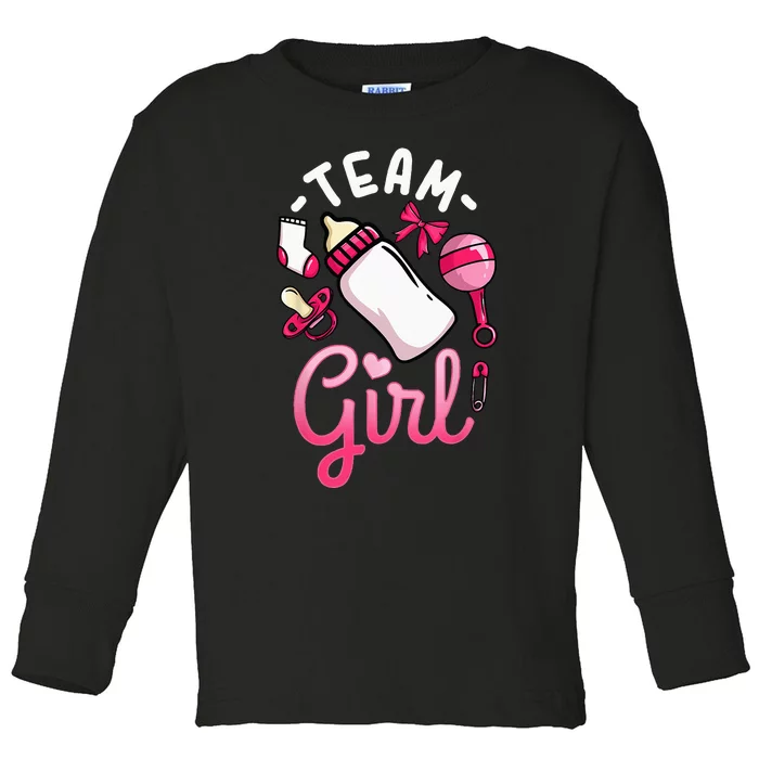 Gender Reveal Party Team Girl Toddler Long Sleeve Shirt