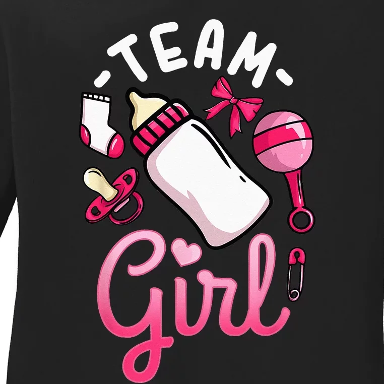 Gender Reveal Party Team Girl Ladies Long Sleeve Shirt