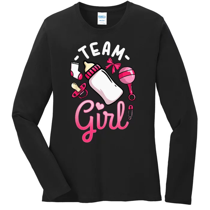 Gender Reveal Party Team Girl Ladies Long Sleeve Shirt