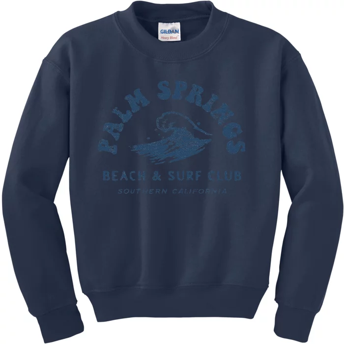 Groovy Retro Palm Springs Beach Surf Club Summer Vacations Kids Sweatshirt