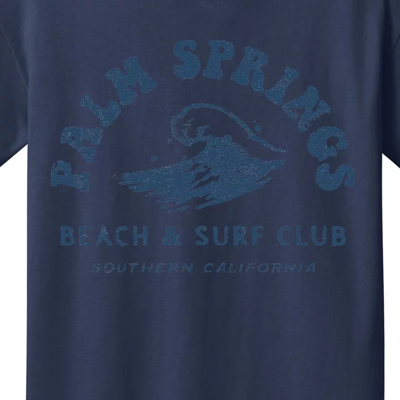 Groovy Retro Palm Springs Beach Surf Club Summer Vacations Kids T-Shirt