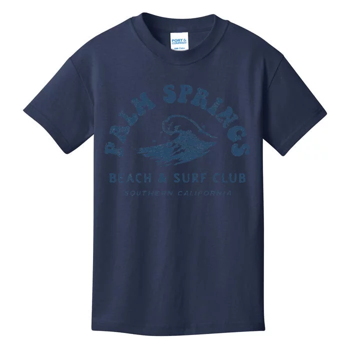 Groovy Retro Palm Springs Beach Surf Club Summer Vacations Kids T-Shirt