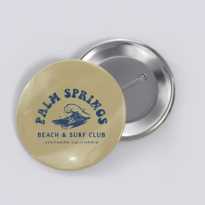 Groovy Retro Palm Springs Beach Surf Club Summer Vacations Button