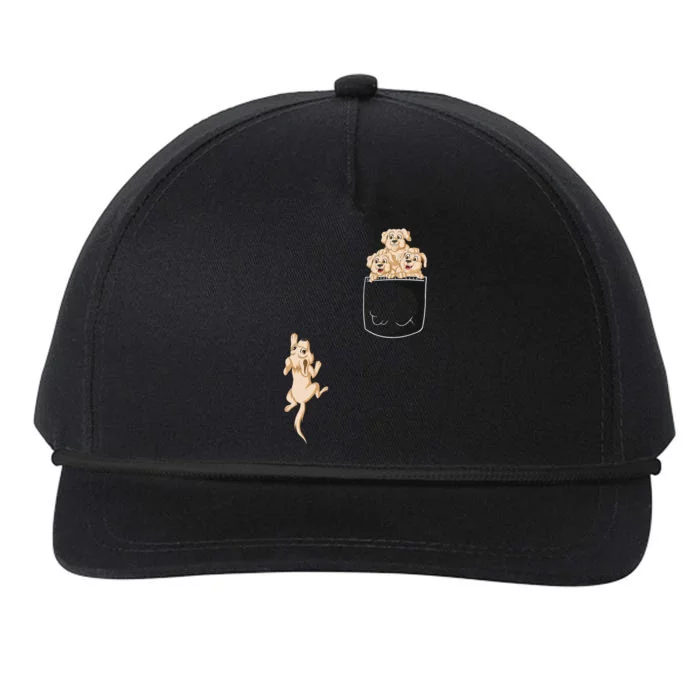 Golden Retriver Pocket Snapback Five-Panel Rope Hat