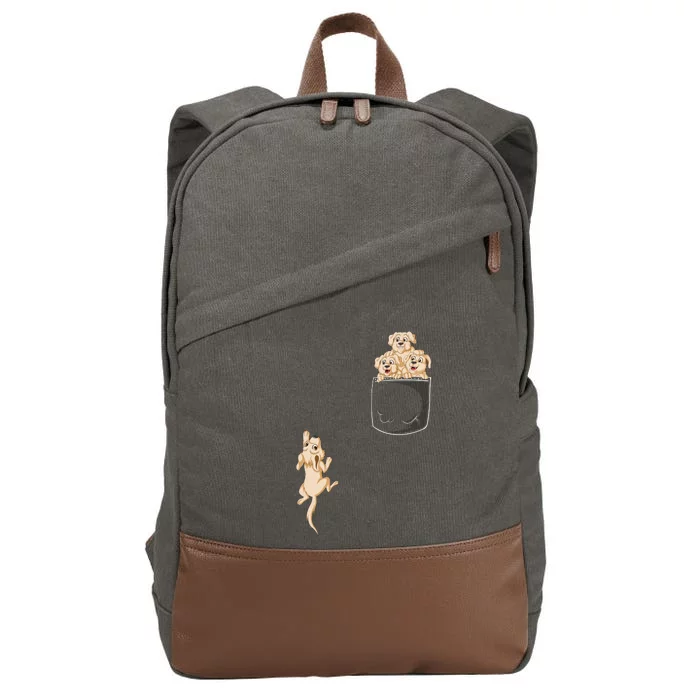 Golden Retriver Pocket Cotton Canvas Backpack