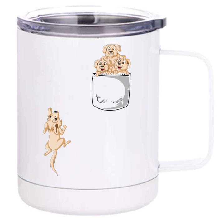 Golden Retriver Pocket Front & Back 12oz Stainless Steel Tumbler Cup