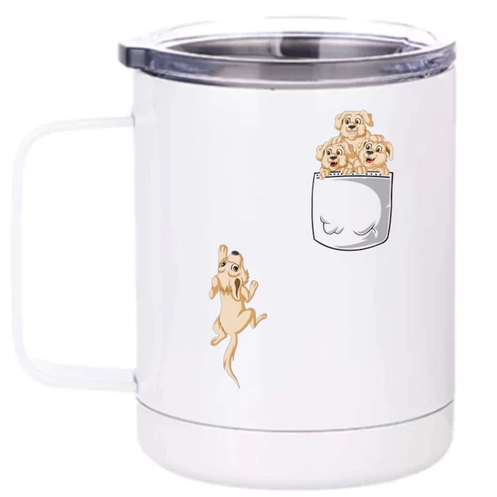 Golden Retriver Pocket Front & Back 12oz Stainless Steel Tumbler Cup