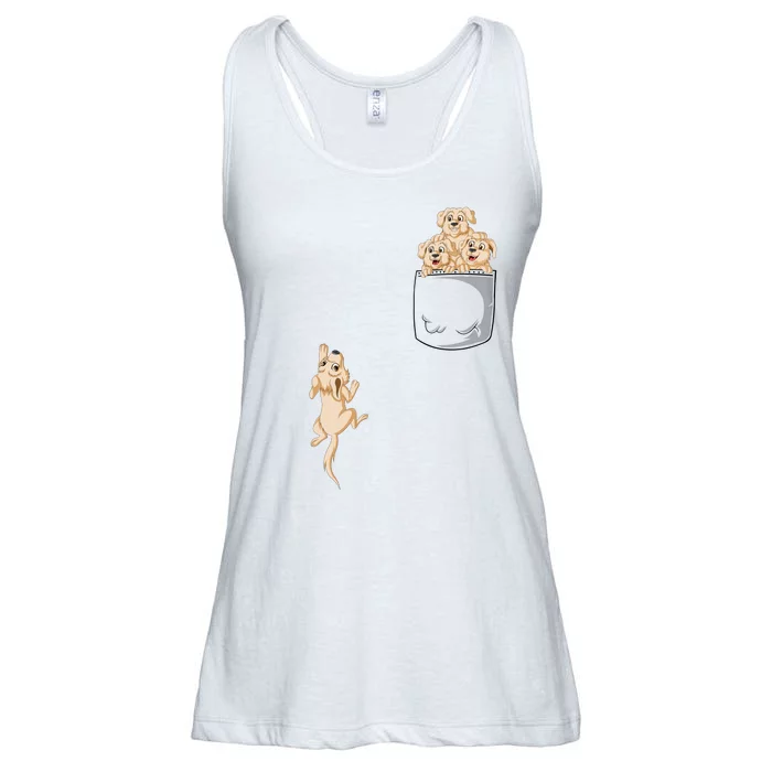 Golden Retriver Pocket Ladies Essential Flowy Tank