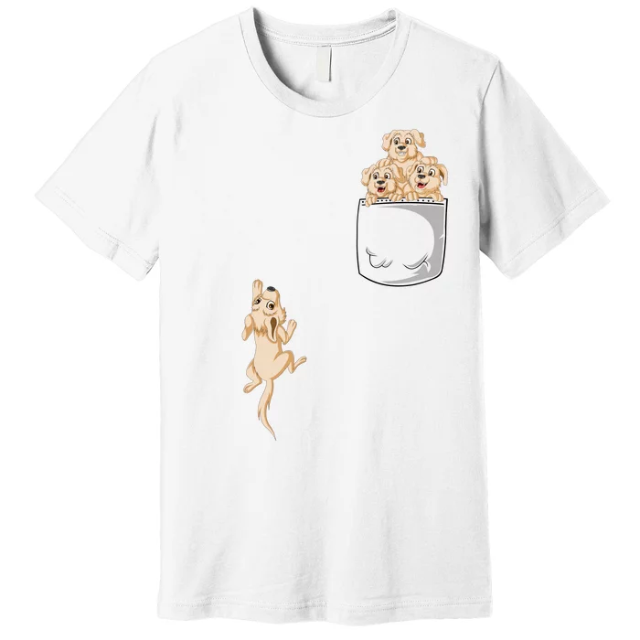 Golden Retriver Pocket Premium T-Shirt