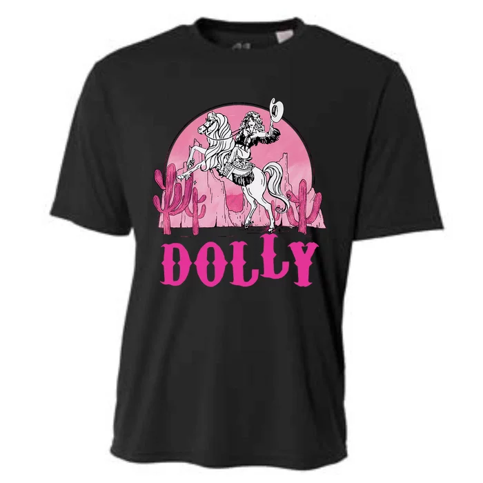 Girl Retro Personalized Dolly Cowgirl First Name Cooling Performance Crew T-Shirt