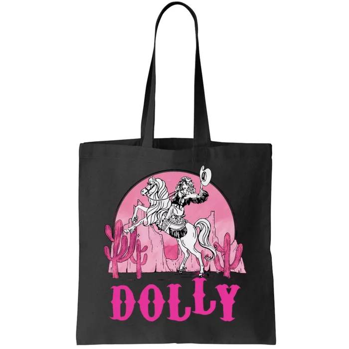 Girl Retro Personalized Dolly Cowgirl First Name Tote Bag