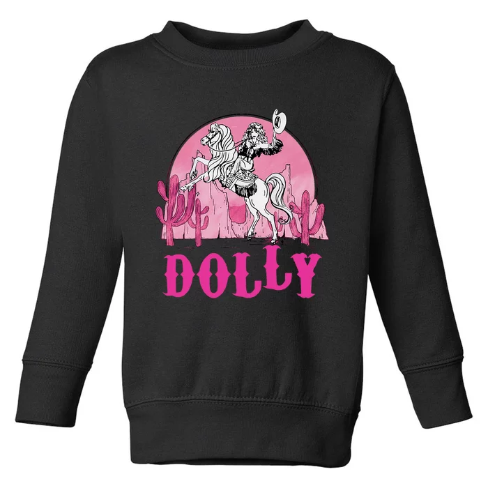 Girl Retro Personalized Dolly Cowgirl First Name Toddler Sweatshirt