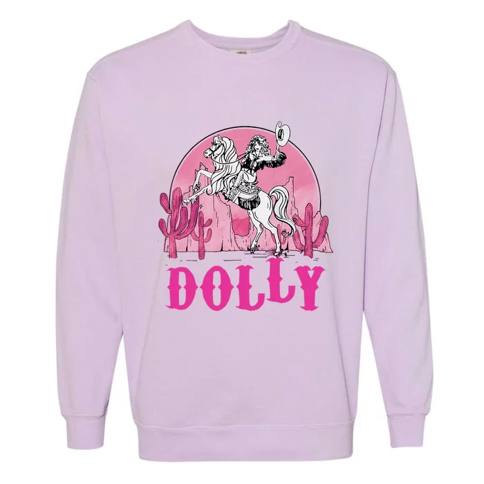 Girl Retro Personalized Dolly Cowgirl First Name Garment-Dyed Sweatshirt