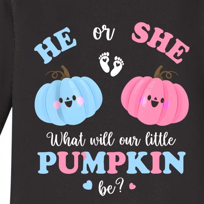 Gender Reveal Party Cute Pumpkin Baby Shower Mom And Dad Baby Long Sleeve Bodysuit