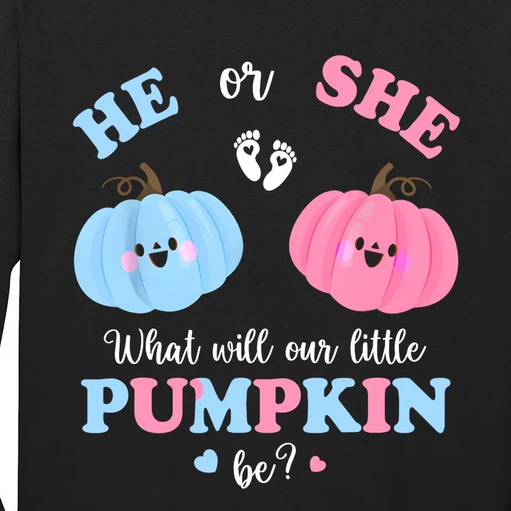 Gender Reveal Party Cute Pumpkin Baby Shower Mom And Dad Tall Long Sleeve T-Shirt