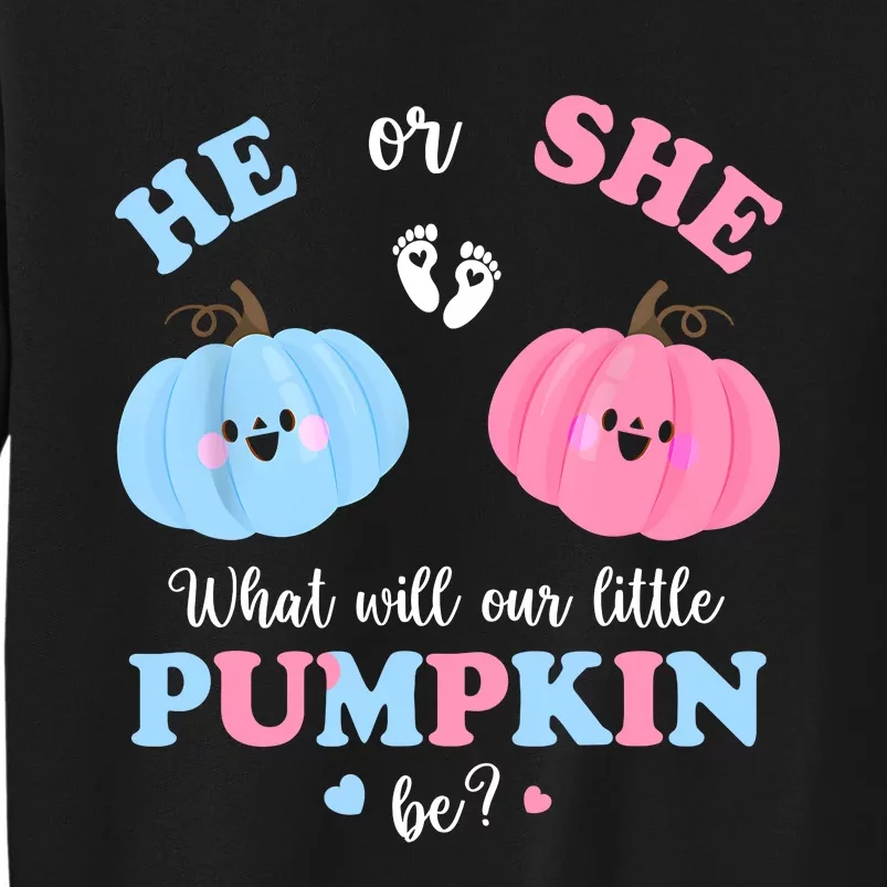 Gender Reveal Party Cute Pumpkin Baby Shower Mom And Dad Tall Sweatshirt