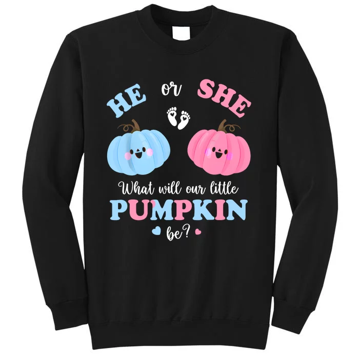 Gender Reveal Party Cute Pumpkin Baby Shower Mom And Dad Tall Sweatshirt