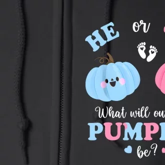 Gender Reveal Party Cute Pumpkin Baby Shower Mom And Dad Full Zip Hoodie