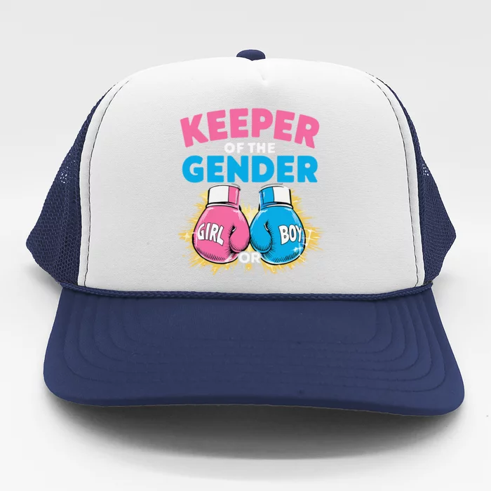 Gender Reveal Party Boxing Gloves Keeper Of Gender Trucker Hat