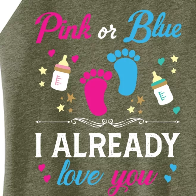 Gender Reveal Pink Or Blue I Already Love You For Mom And Dad Funny Gift Women’s Perfect Tri Rocker Tank