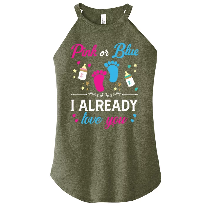 Gender Reveal Pink Or Blue I Already Love You For Mom And Dad Funny Gift Women’s Perfect Tri Rocker Tank