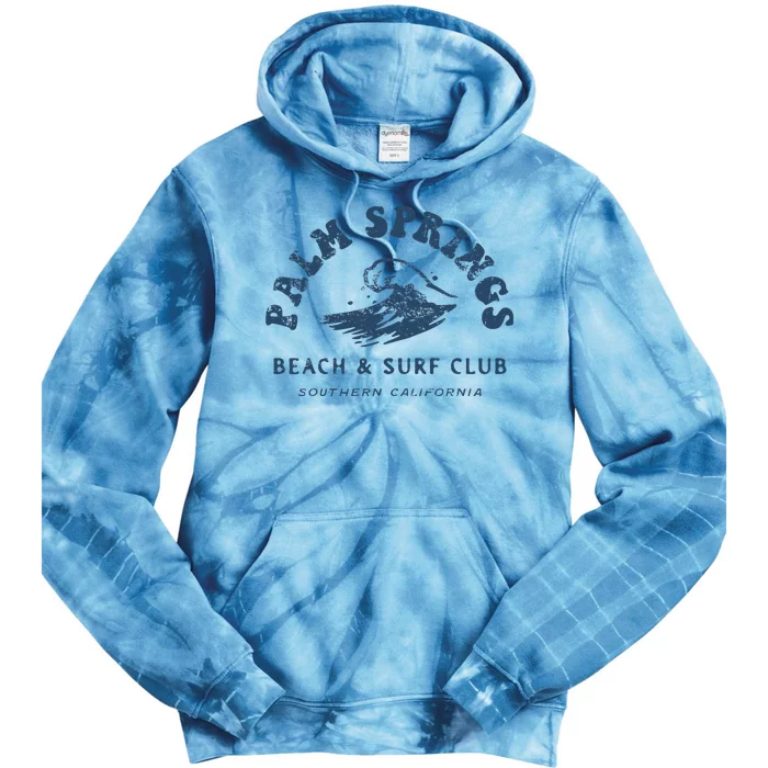 Groovy Retro Palm Springs Beach Surf Club Summer Tie Dye Hoodie