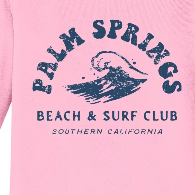 Groovy Retro Palm Springs Beach Surf Club Summer Baby Long Sleeve Bodysuit