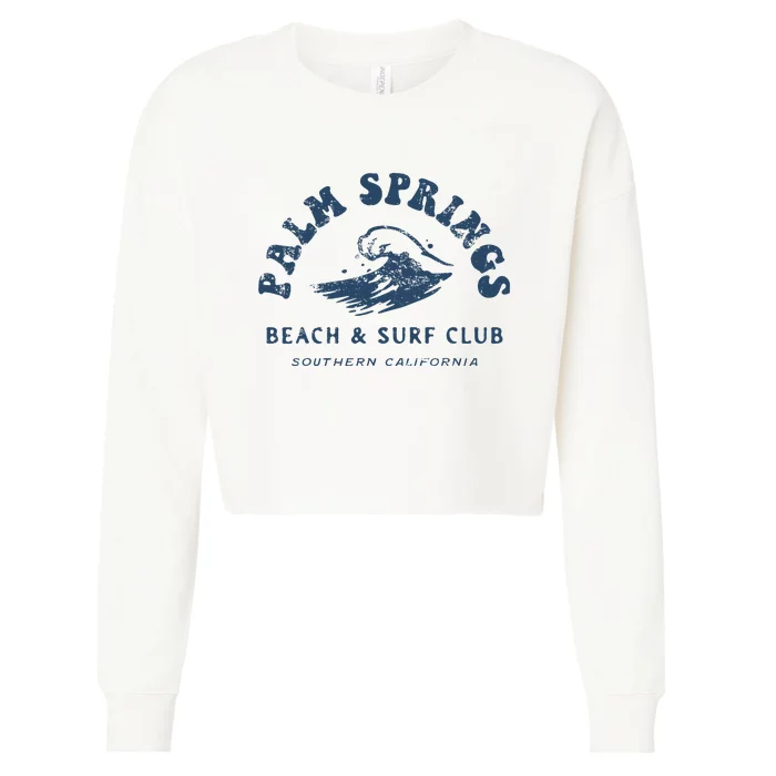 Groovy Retro Palm Springs Beach Surf Club Summer Cropped Pullover Crew