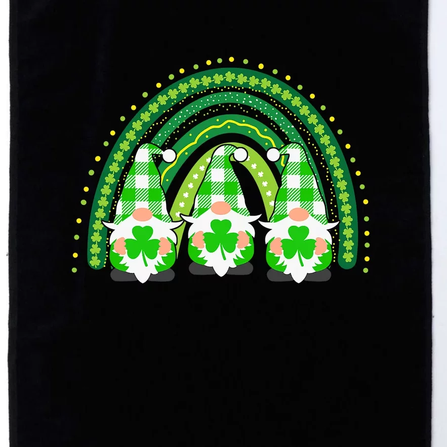 Green Rainbow Plaid Gnomies Happy St Patricks Day Family Platinum Collection Golf Towel