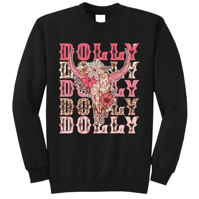 Girl Retro Personalized Dolly Cow First Name Tall Sweatshirt