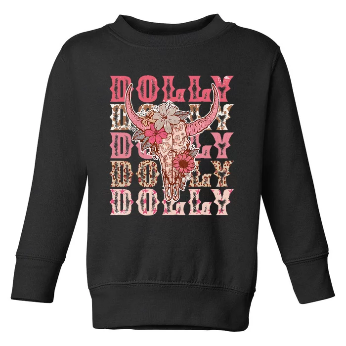 Girl Retro Personalized Dolly Cow First Name Toddler Sweatshirt