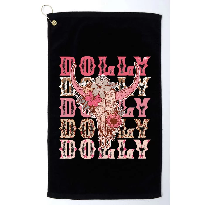 Girl Retro Personalized Dolly Cow First Name Platinum Collection Golf Towel