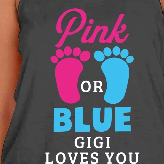 Gender Reveal Pink Or Blue Gigi Loves You Gift Women's Knotted Racerback Tank