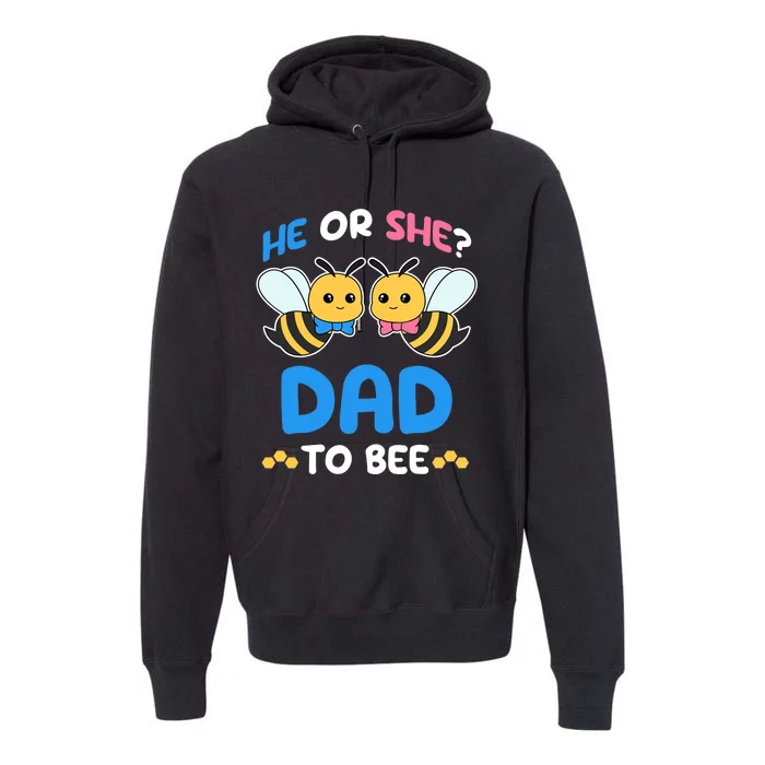 Gender Reveal Party He Or She Dad To Bee Expecting Fathers Premium Hoodie