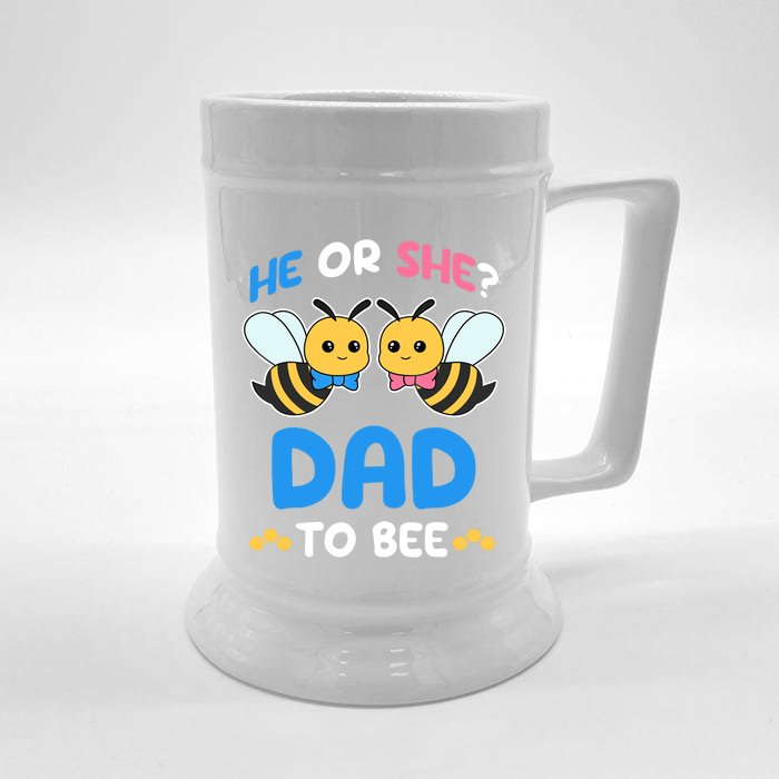 Gender Reveal Party He Or She Dad To Bee Expecting Fathers Front & Back Beer Stein