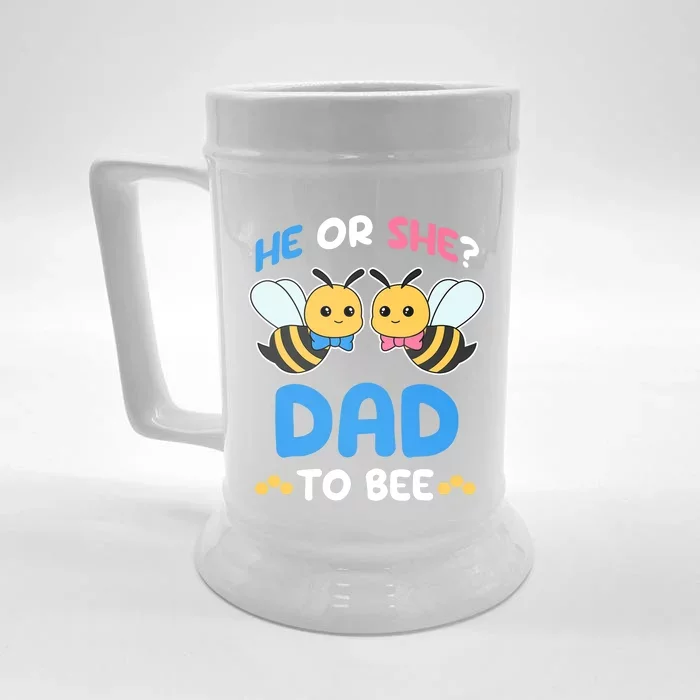 Gender Reveal Party He Or She Dad To Bee Expecting Fathers Front & Back Beer Stein