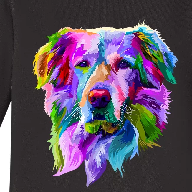 Golden Retriever Pop Art Portrait For Dog Owners Baby Long Sleeve Bodysuit