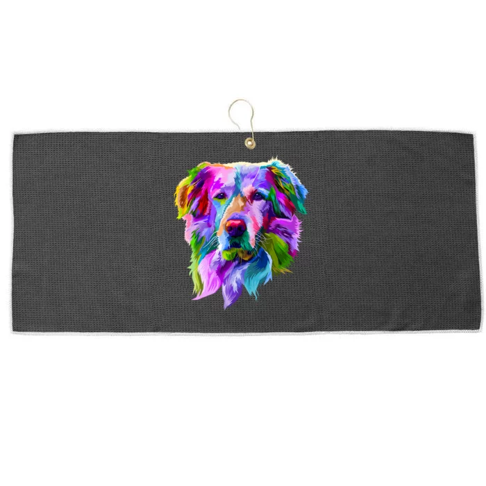 Golden Retriever Pop Art Portrait For Dog Owners Large Microfiber Waffle Golf Towel