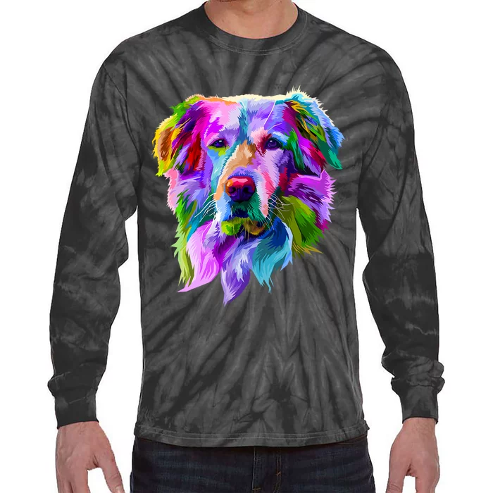 Golden Retriever Pop Art Portrait For Dog Owners Tie-Dye Long Sleeve Shirt