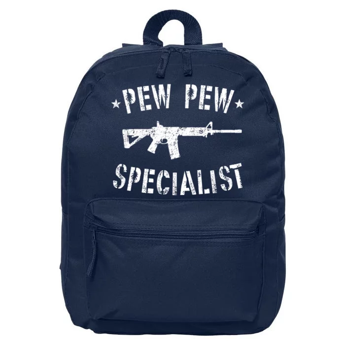 Gun Rifle Pew Pew Specialist 16 in Basic Backpack