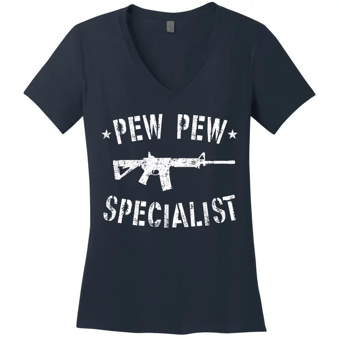 Gun Rifle Pew Pew Specialist Women's V-Neck T-Shirt