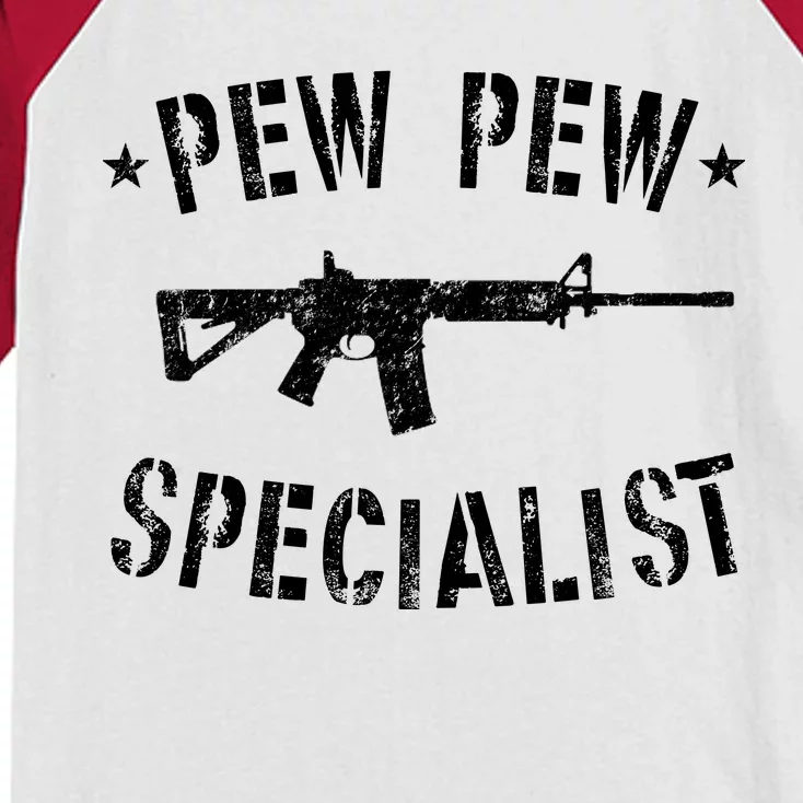 Gun Rifle Pew Pew Specialist Kids Colorblock Raglan Jersey