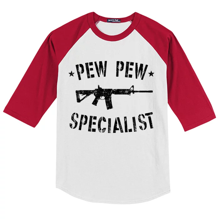 Gun Rifle Pew Pew Specialist Kids Colorblock Raglan Jersey