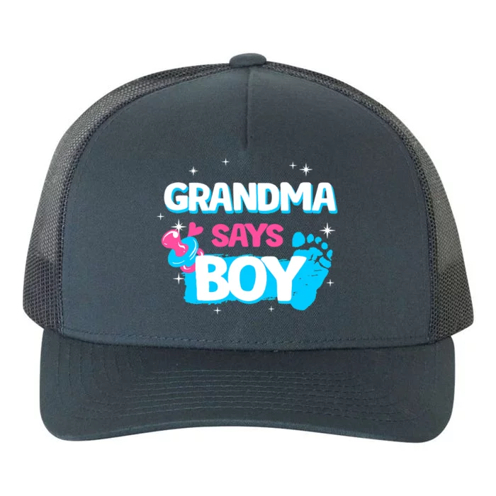 Gender Reveal Party Grandma Says Boy Team Boy Yupoong Adult 5-Panel Trucker Hat