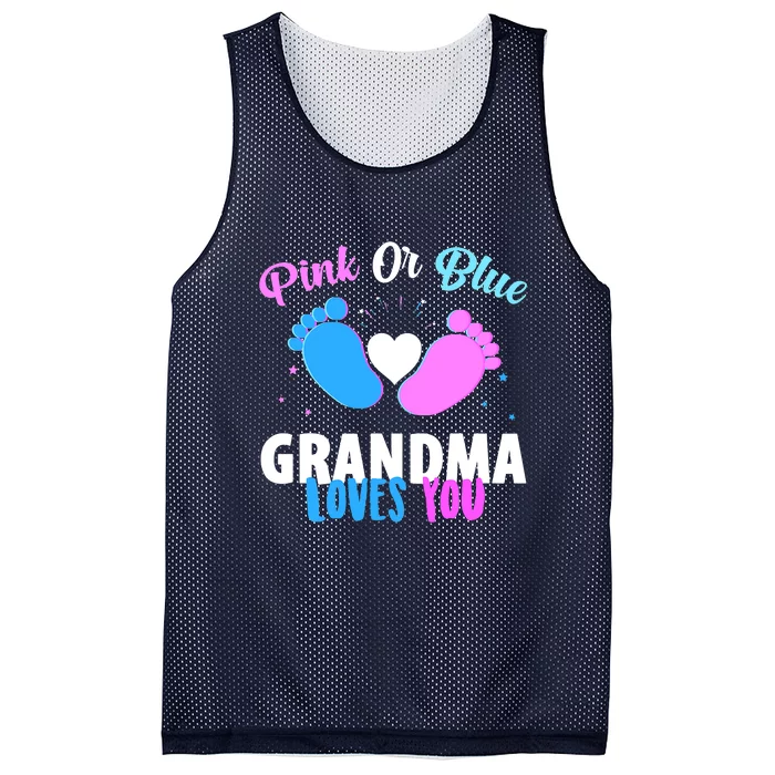 Gender Reveal Party Pink Or Blue Grandma Loves You Mesh Reversible Basketball Jersey Tank