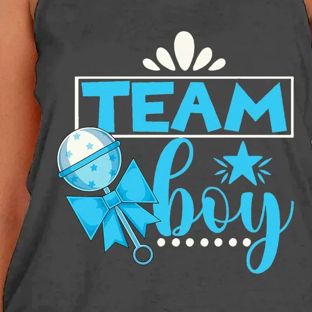 Gender Reveal Party Baby Shower Team Boy Gender Reveal Women's Knotted Racerback Tank