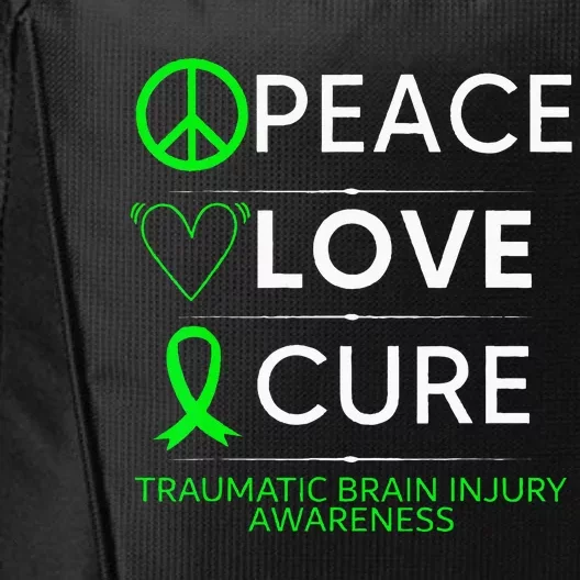 Green Ribbon Peace Cure Traumatic Brain Injury Awareness City Backpack