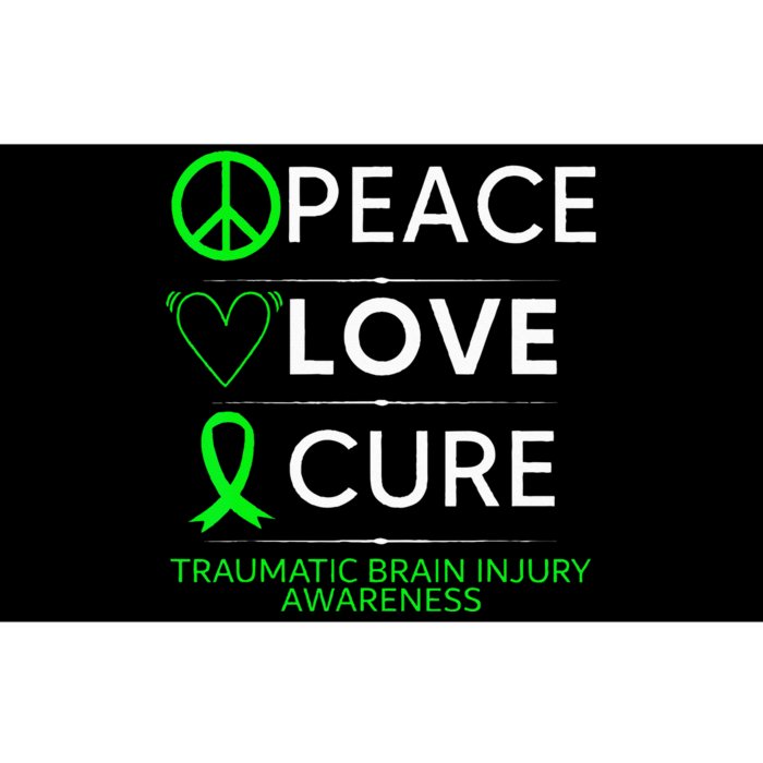 Green Ribbon Peace Cure Traumatic Brain Injury Awareness Bumper Sticker