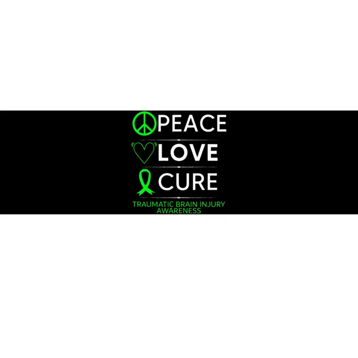 Green Ribbon Peace Cure Traumatic Brain Injury Awareness Bumper Sticker