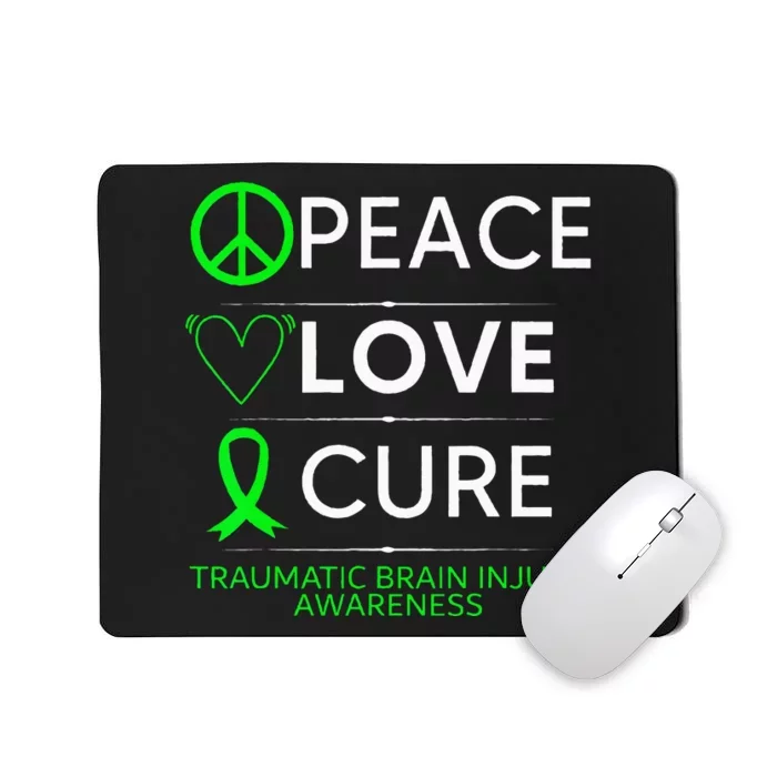 Green Ribbon Peace Cure Traumatic Brain Injury Awareness Mousepad